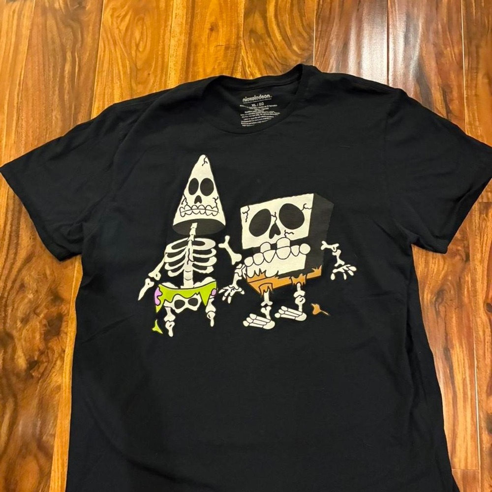 SpongeBob & Patrick Skeleton Graphic Tee | Nickelodeon Spooky Black T-Shirt